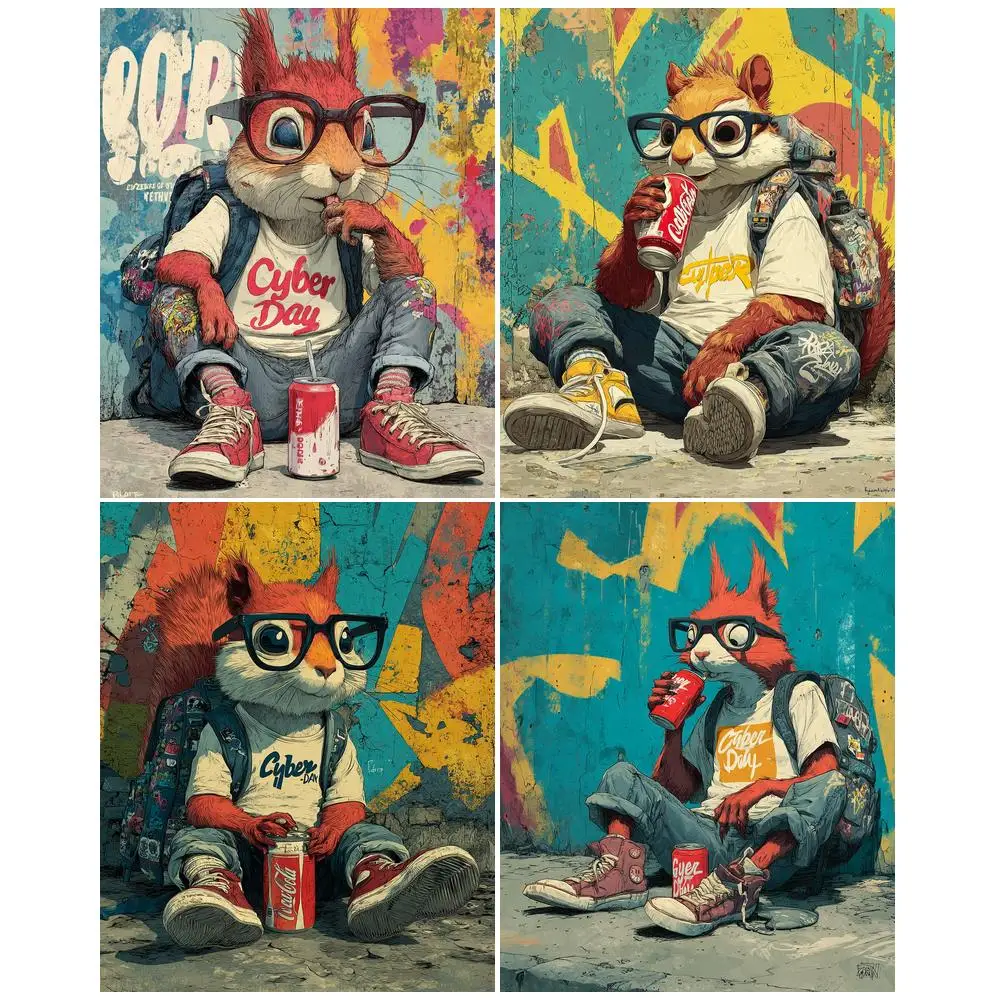 GATYZTORY Painting By Number Adults Color Markers Color Markers Paint Pictures By Numbers Cartoon Squirrel Paintings Wall Decor