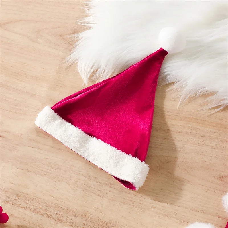 BeQeuewll Infant Girl Christmas Santa Costume Outfit For Winter Contrast Color Long Sleeve Round Neck A-Line Dress Romper + Hat image 4