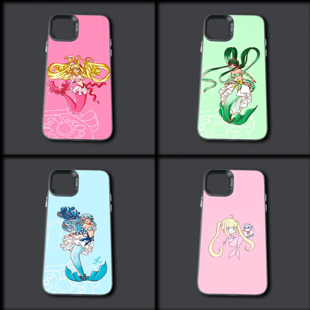 Comics M-Mermaid Melody Pichi Phone Case For iPhone 16,15,14,13,12,11,Mini,Pro,MAX Gray Drop Matte Shockproof Soft Cover