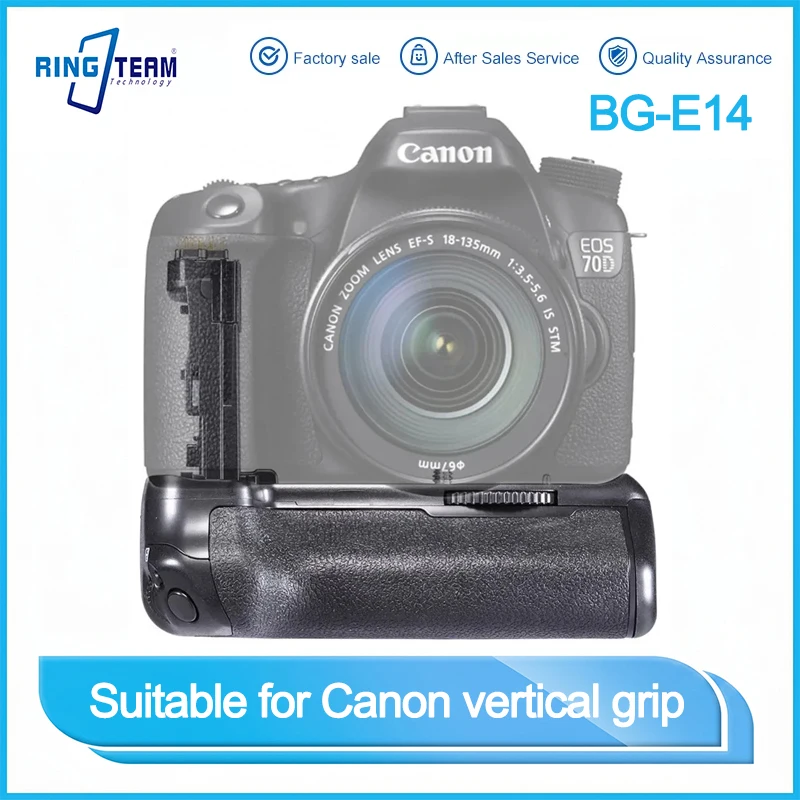 Empuñadura Vertical BG-E14 para Cámaras Réflex, Compatible con Canon EOS 70D 80D 90D, Batería LP-E6 AA, Mayor Tiempo de Fotografía