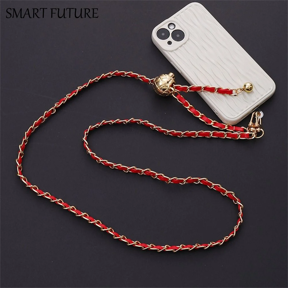 

Bag Chain Anti-lost Crossbody Phone Chain PU Leather Metal Phone Case Hanging Luxury Long Phone Neck Straps Girl Ladies