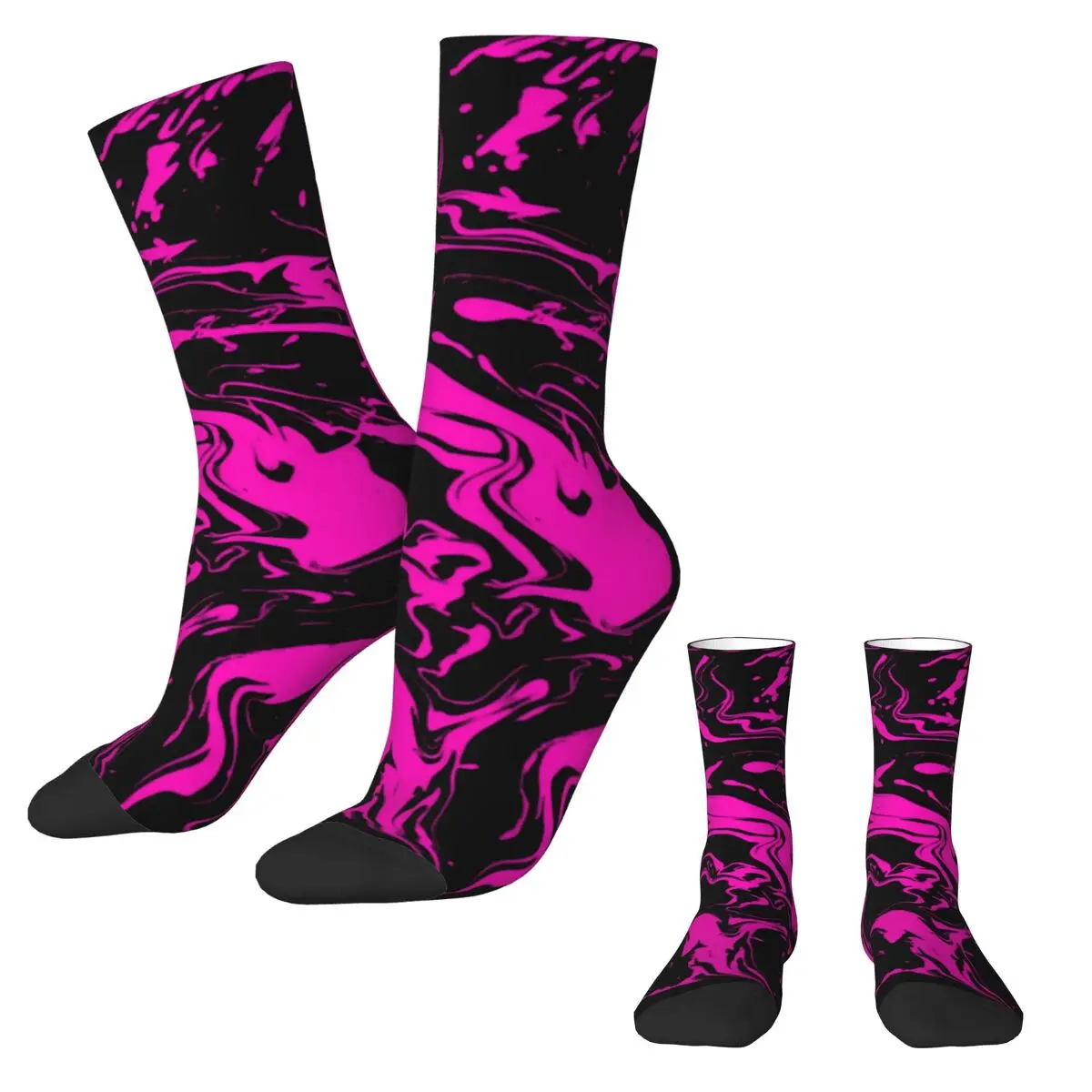 Paint Splatter Print Socks Pink Abstract Swirl Trendy Stockings Winter Anti Skid Female Socks Breathable Design Cycling Socks