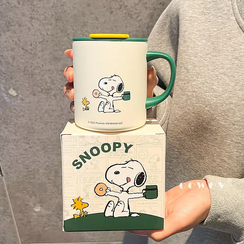 

Cartoon Snoopy Stainless Steel Insulated Mug Ins Japanese Strap Lid Scale Water Cup Kawaii Milk Cup Festival Gift