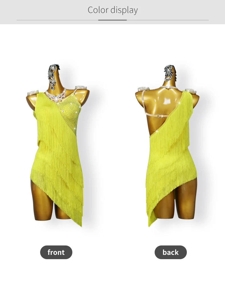 2026 Bühnenkleid für Damen, Lateinamerikanisches Tanzkostüm, Mädchen-Ballroom-Tanzkleidung, Rock, Party- und Übungskleidung, Samba, Abschlussball, Sport, Fransenanzug – Detail 6