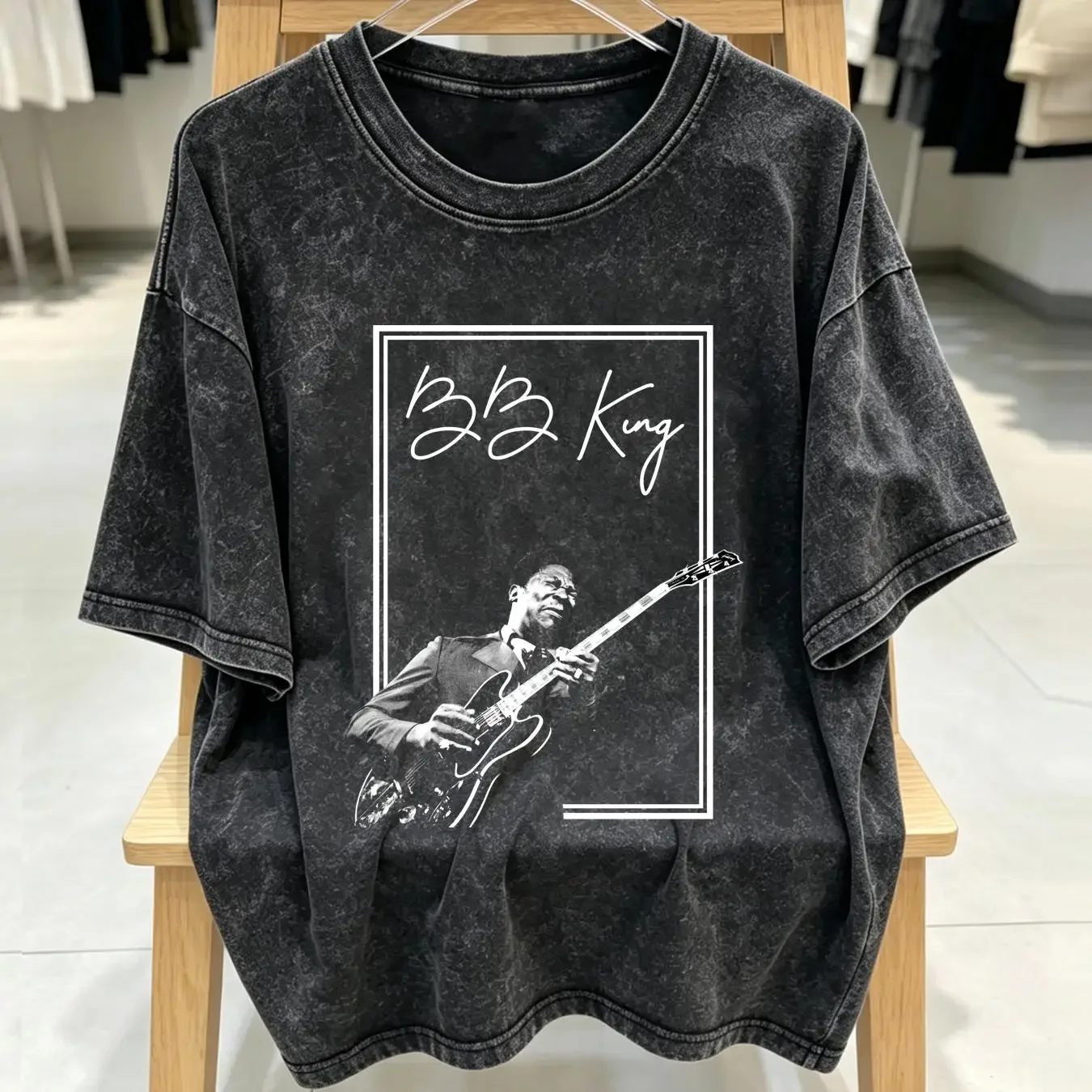 washed T Shirt BB King blues guitar thrill live long or short sleeves vintage Washed graphic Soft Top For Everyday Wear Stylish