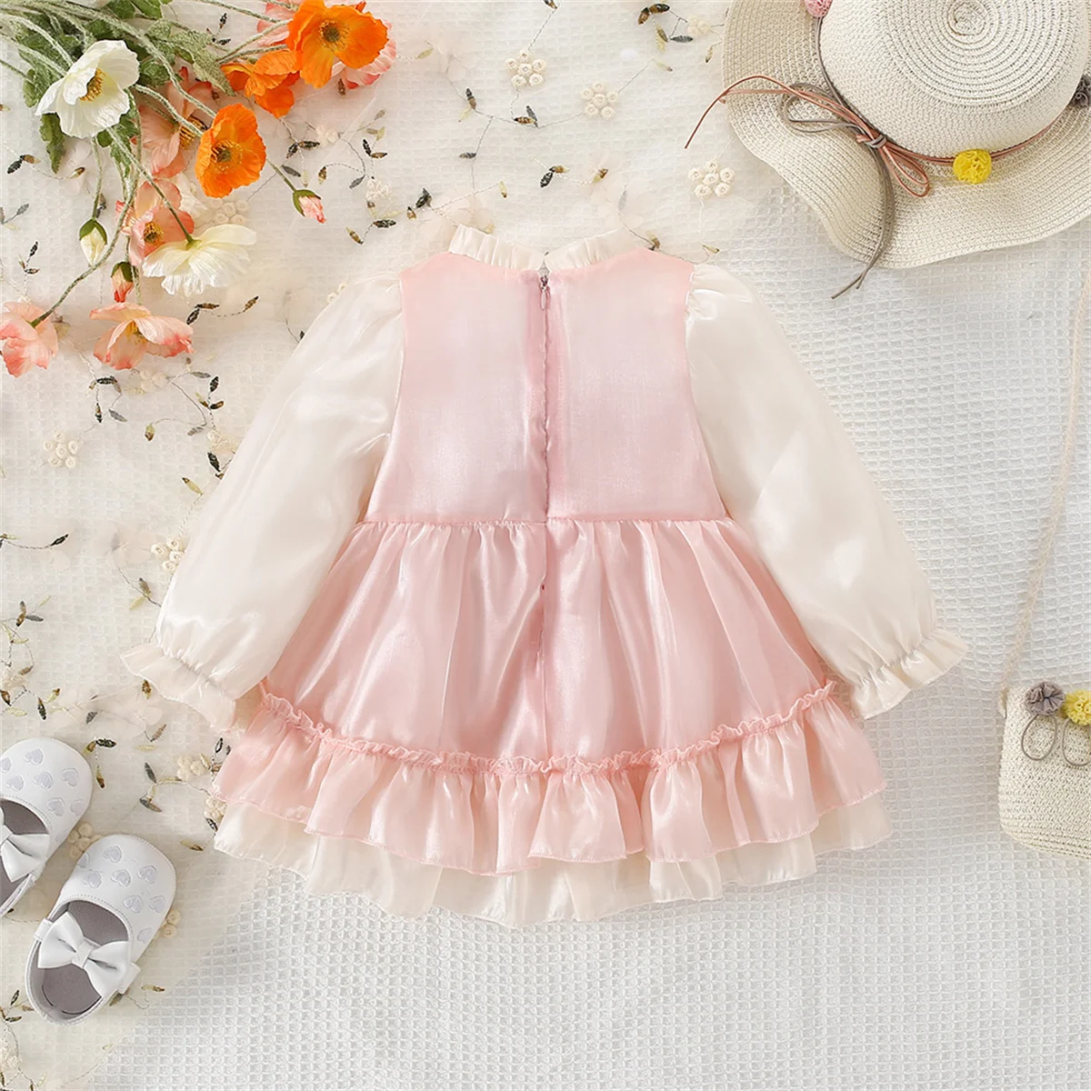 Spring And Autumn Baby Dress Girl Baby Princess Party Birthday Dress Bow Bear Long Sleeved Children\'S Clothing