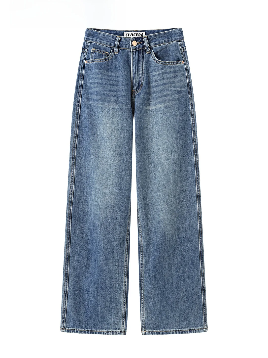 

CIVICERA Korean Sle Vintage High Waist Wide Leg Jeans Women Loose Slimming Casual Straight Long Pants Autumn Faion