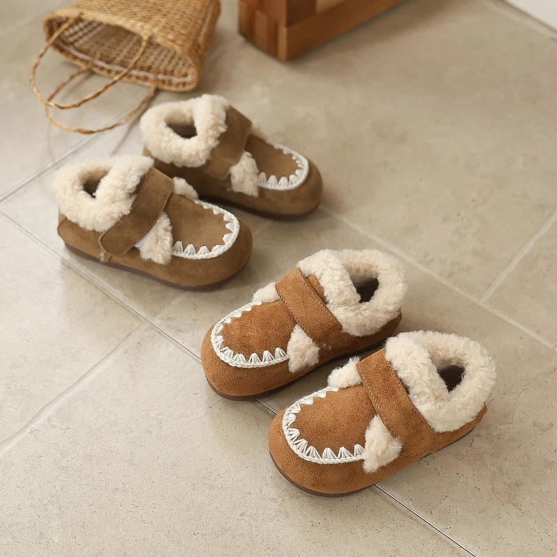 

Children Casual Cotton Shoes for Girls 2025 Winter New Fashion Korean Style Soft Bottom Anti-slippery Versatile Retro Warm Shoes