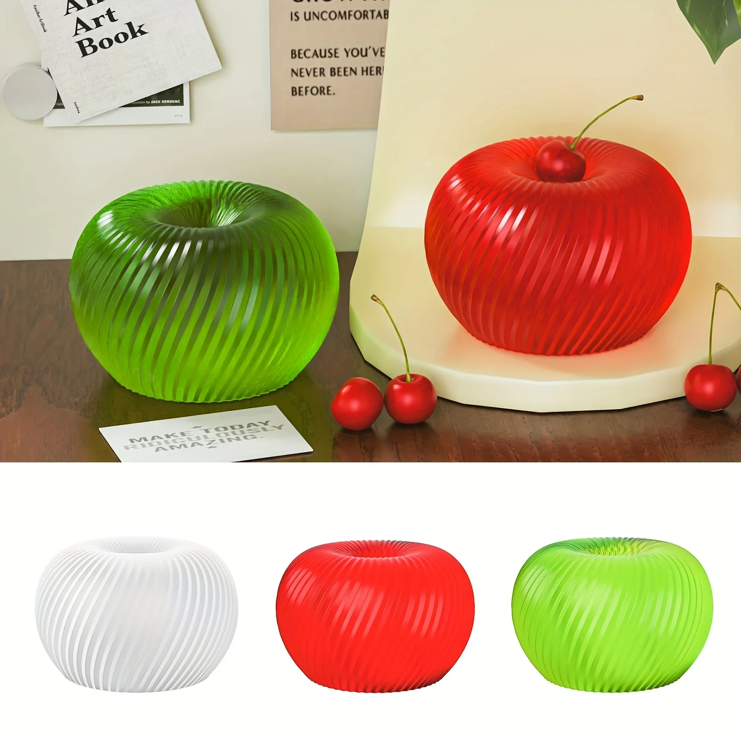 Un moderno molde de silicona con forma de manzana roja, adecuado para hacer jabón, velas y manualidades de yeso, fácil de limpiar.