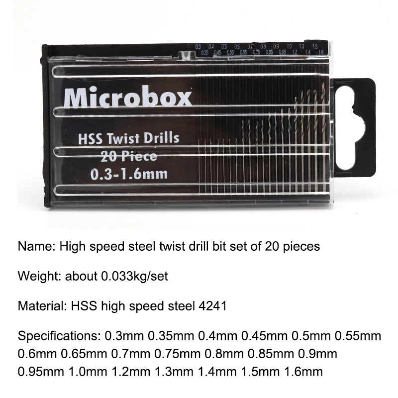 20/25 pièces travail du bois en plastique PVC Circuit imprimé Micro outil de forage meulage complet Mini foret hélicoïdal 0.3-1.6mm/0.5-3.0mm ensemble
