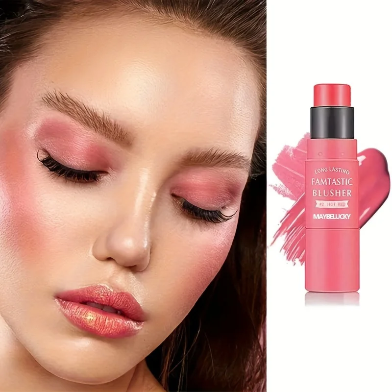 Bâton de fard à joues en éponge, velours 256, rouge facial à usage touristique pour améliorer les documents et éclaircir le fard à joues facial, cosmétiques de maquillage