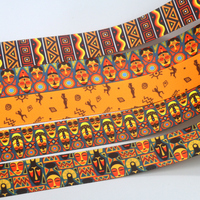 DHK 50yards Africa Pattern Tribe Printed Grosgrain Ribbon Accessories Material Headwear Decoration DIY Sewing Craft S2218