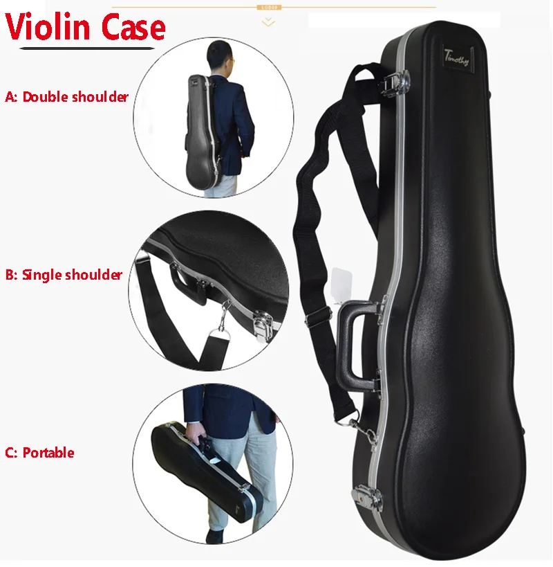 4/4 3/4 ABS violin case violin box Air consignment pressure resistance water resistance tide double straps