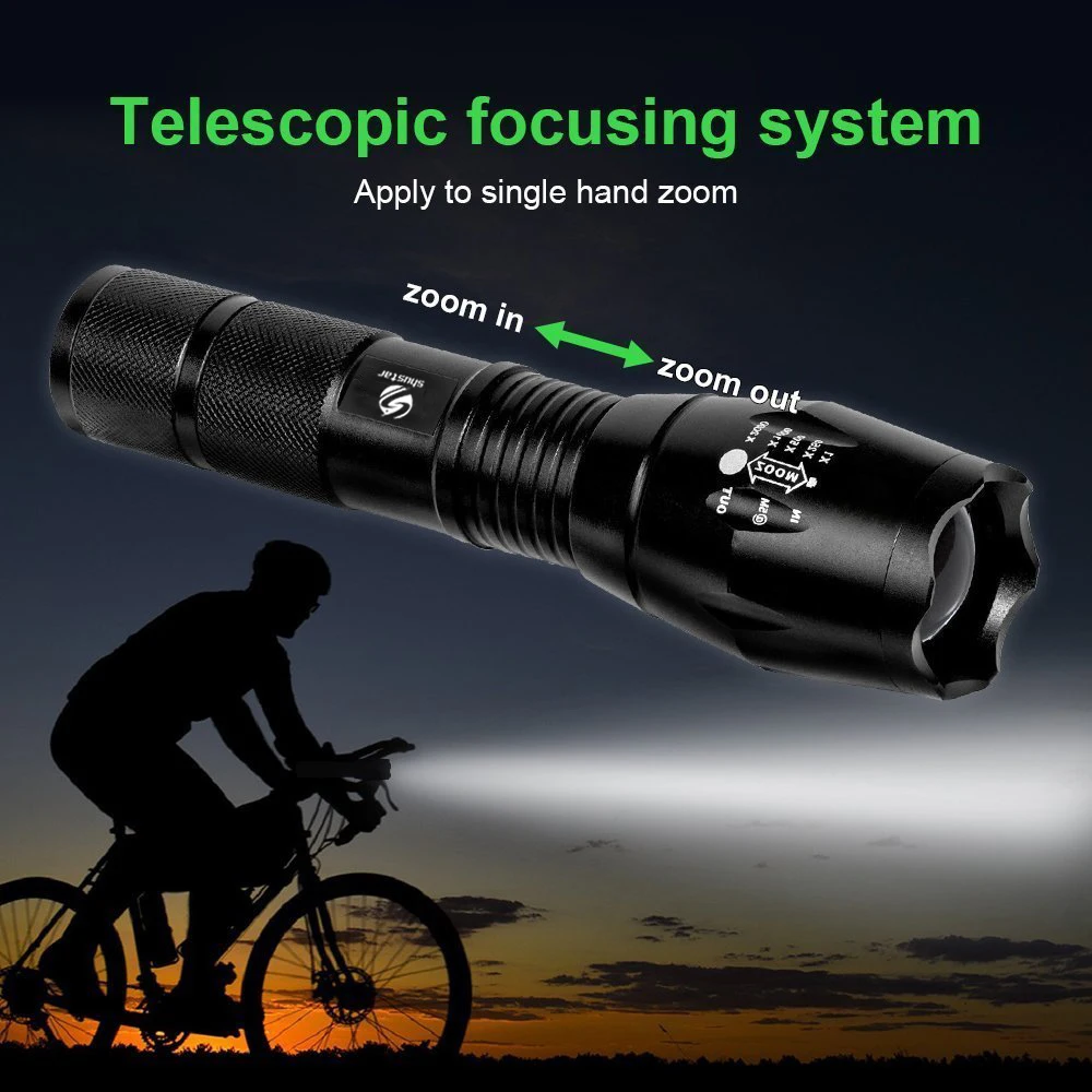 1/2/3-Pack Ultra Bright LED Flashlight T6/L2 waterproof torch Zoomable flashlight 5 switch modes waterproof torch light