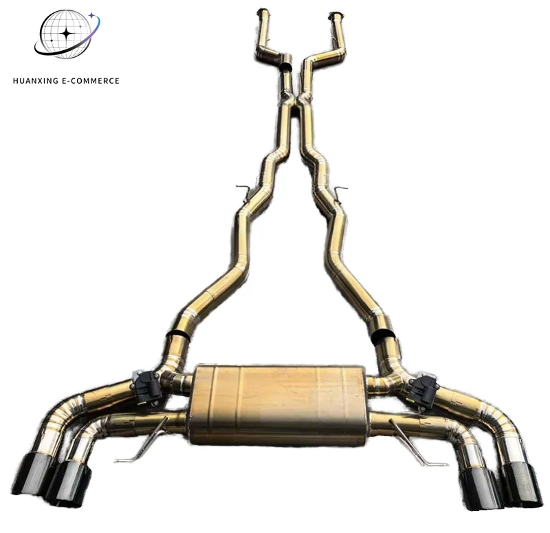 For M5 G90 4.4T 2025+ Titanium Alloy Blue Burnt Exhaust Pipe with Silencing Valve Luxury Racing System Controller Four Tips