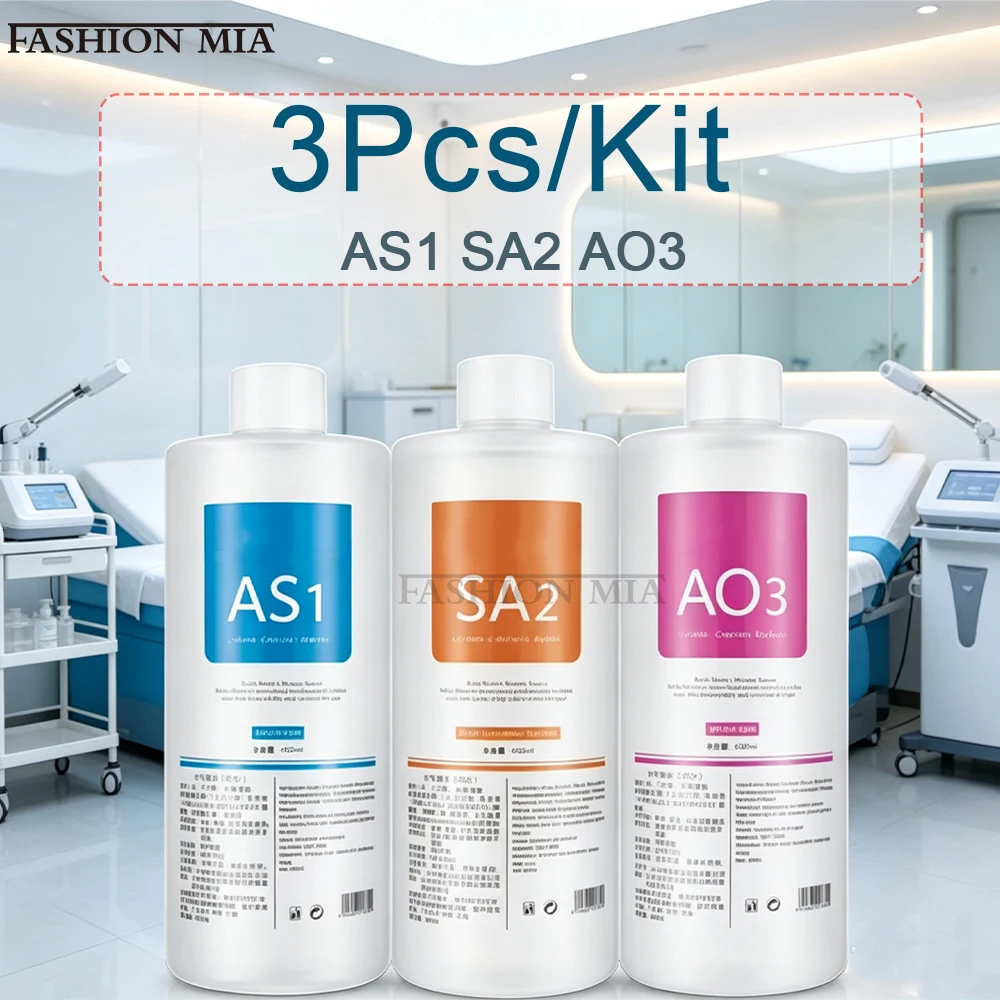 3 Pcs/1200ml Facial Skincare Face Serum AS1 SA2 AO3 Aqua Peel Solution For Facial Machine Skin Deep Cleaning Kit