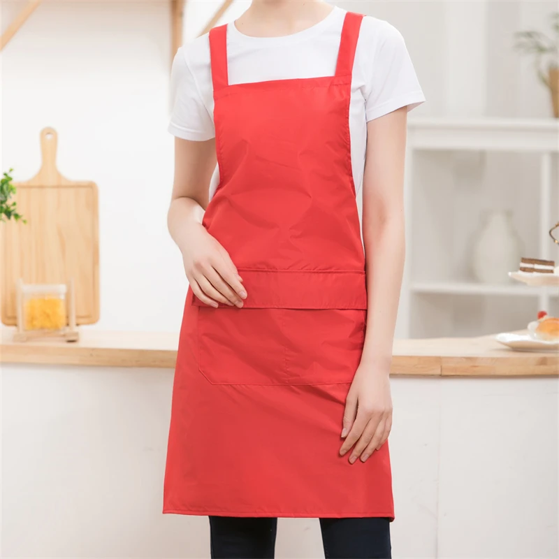 Customization Printed Logo Work Apron Kitchen Restaurant Barber Nail Beauty Salon Smock Black,White,Khaki,Red,Yellow,Purple,Blue