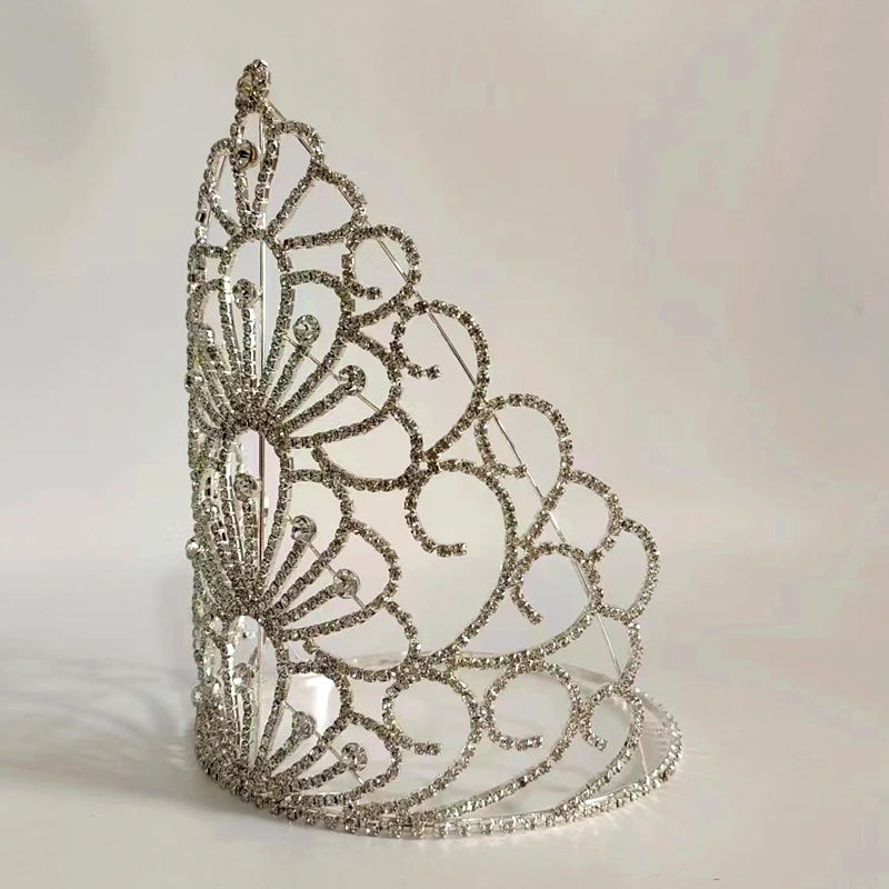 Accessori per capelli da sposa Grandi diademi rotondi Corona di fiori di cristallo Diademi e corone da donna di bellezza per feste di compleanno