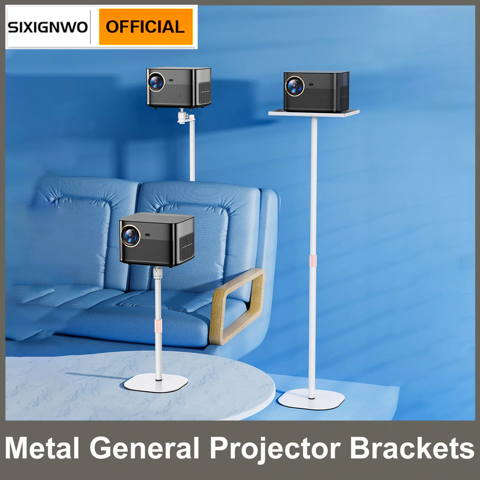 

120cm Floor Projector Bracket Stand Metal Holder Multi-angle Adjustable 360 PTZ Rotating Projector Support Gimbal for Film Video