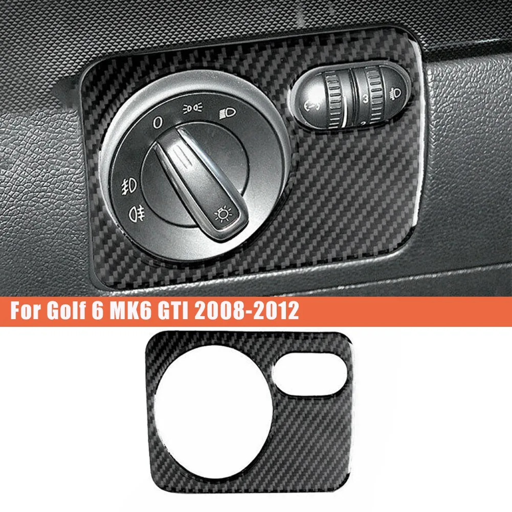 Carbon Fiber Car Headlight Fog Light Lamp Control Switch Panel Cover Trim for Golf 6 MK6 2008-2012