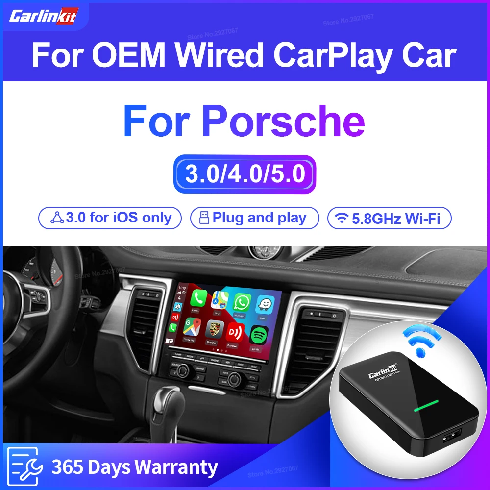 Carlinkit 5.0 4.0 3.0 Carplay Wireless Adapter Wired To Wireless Apple Car Play Box for Porsche Panamera Cayenne Macan Taycan911