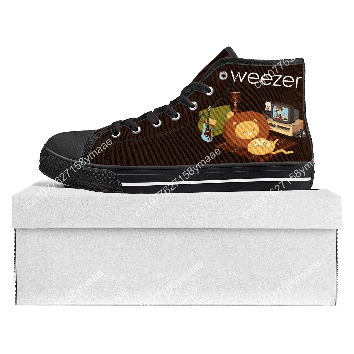 Weezer Pop Rock Band High Top High Quality Sneakers Mens Womens Teenager Canvas Sneaker Casual Couple Shoes Custom Shoe Black