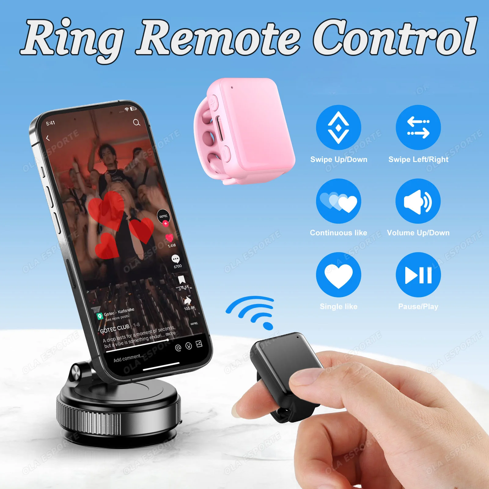 

Многофункциональное кольцевое пульт-кольцо для управления видео, музыкой, фотографиями, электронными книгами, презентациями, лайками. Новинка 2026 года.