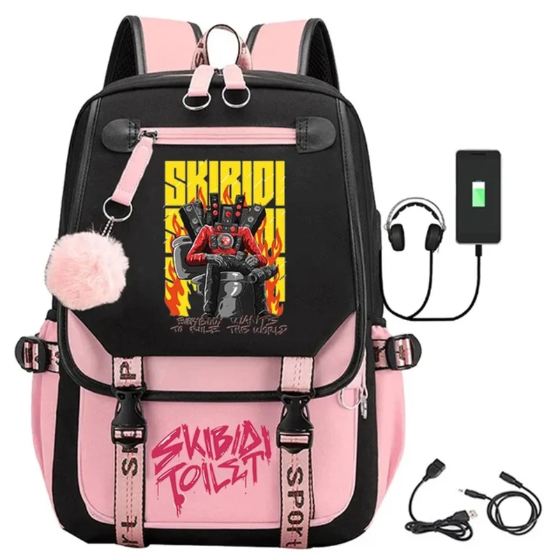 Hot Game Skibidi Toilet Usb ransel remaja perempuan tas Laptop tas sekolah siswa mode Speakerman kartun tas buku Mochila