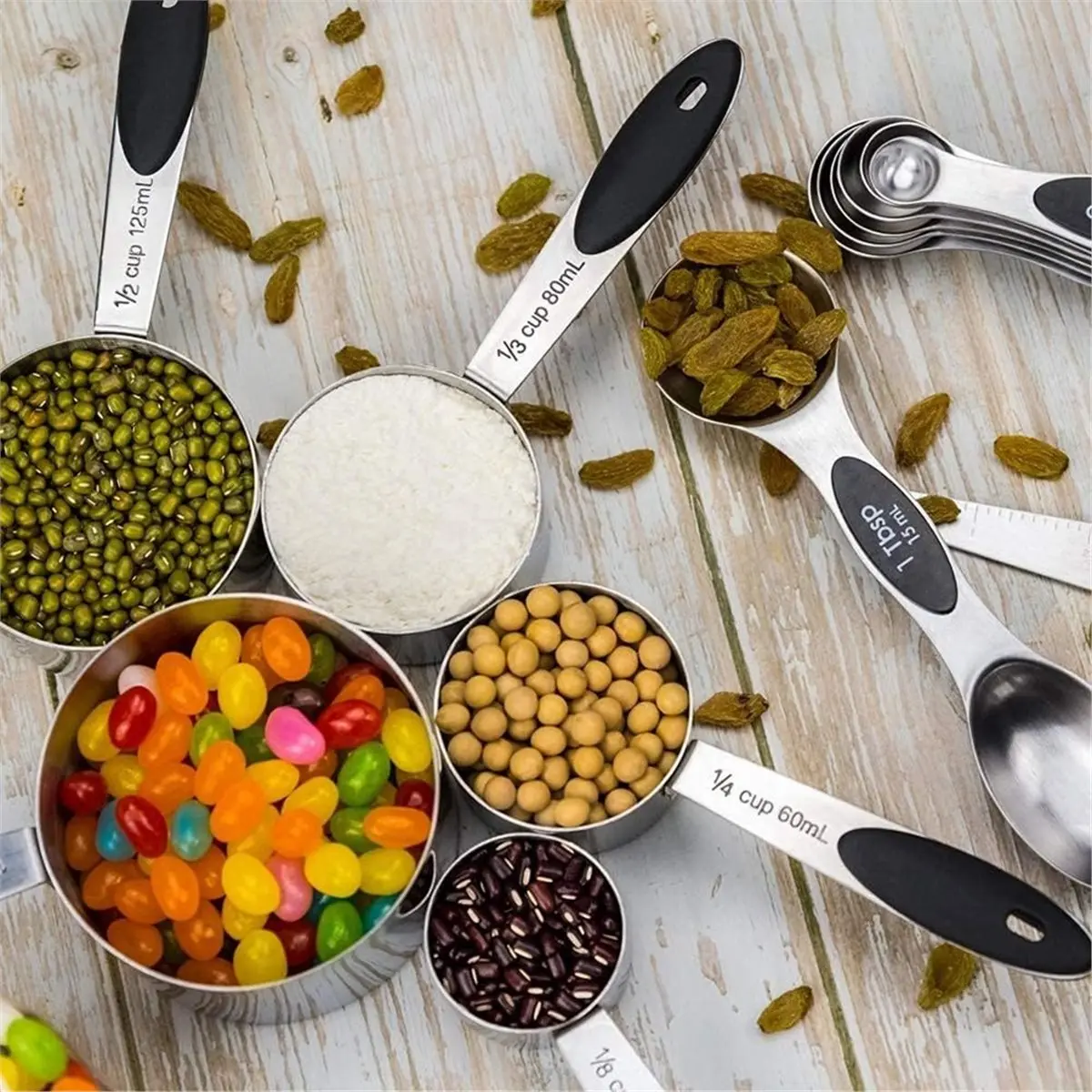 giftnew 13 Pack Measuring Cups Baking Seasoning Set with Measuring Scale, Cooking and Coffee Measuring Spoons Stainless Steel