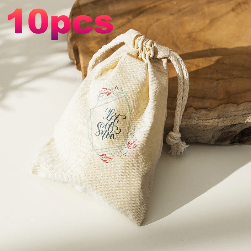 10pcs/Pocket Key Bundle Pocket Key Earphone Drawstring Storage Bag Border Design Flower Drawstring Binding Bag Coin Wallet Set