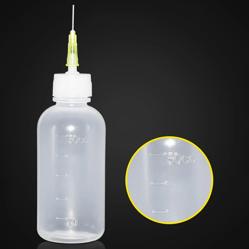 5pcs 30/50/100ml Transparent Empty Plastic Needle Dispensing Bottle For Rosin Solder Flux Paste With 5 Needles Tools Accessories