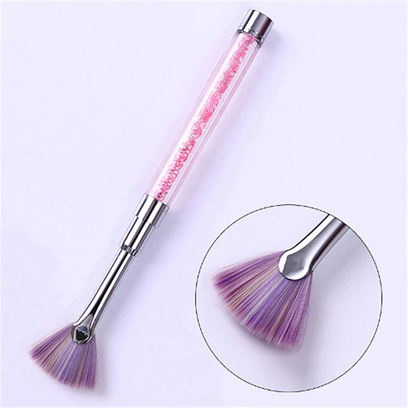 Brosse à Ongles en Forme d'Éventail, Paillettes Dégradées, Dissolvant de Poudre, Stylo à Dessin, Peinture, Poignée en Strass, Outil de Manucure, Salon