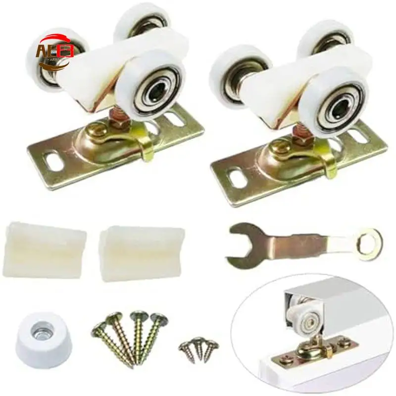 AEE3-2 Pack Sliding Pocket Door Hardware Top Hanger Rollers Wheels Assembly Fit Johnson Parts 1125 & 1500 Hardware Kit