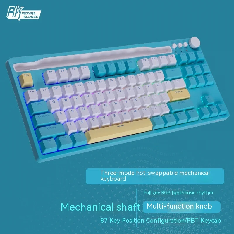 RK H87 Mechanical keyboard 3-mode PBT key cap card slot can put tablet 87 keys Computer laptop office keyboard Hot swappable RGB image 3