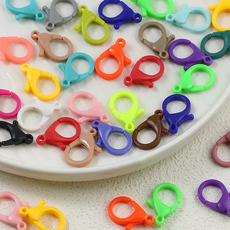 20/40/60Pcs 25/35MM Plastic Lobster Clasp Bag Keychain Colourful Connector For Making Bracelet Jewelry Pendant DIY Accessories