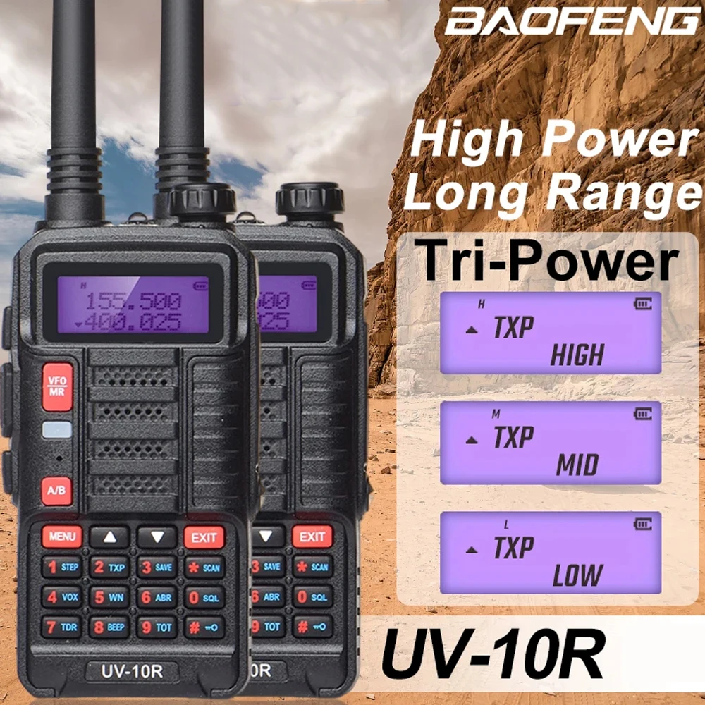 2 Stuks Baofeng Uv 10r Professionele Walkie Talkies High Power Dual Band 2 Way Cb Ham Radio Hf Transceiver Vhf Uhf Bf UV-10R Nie