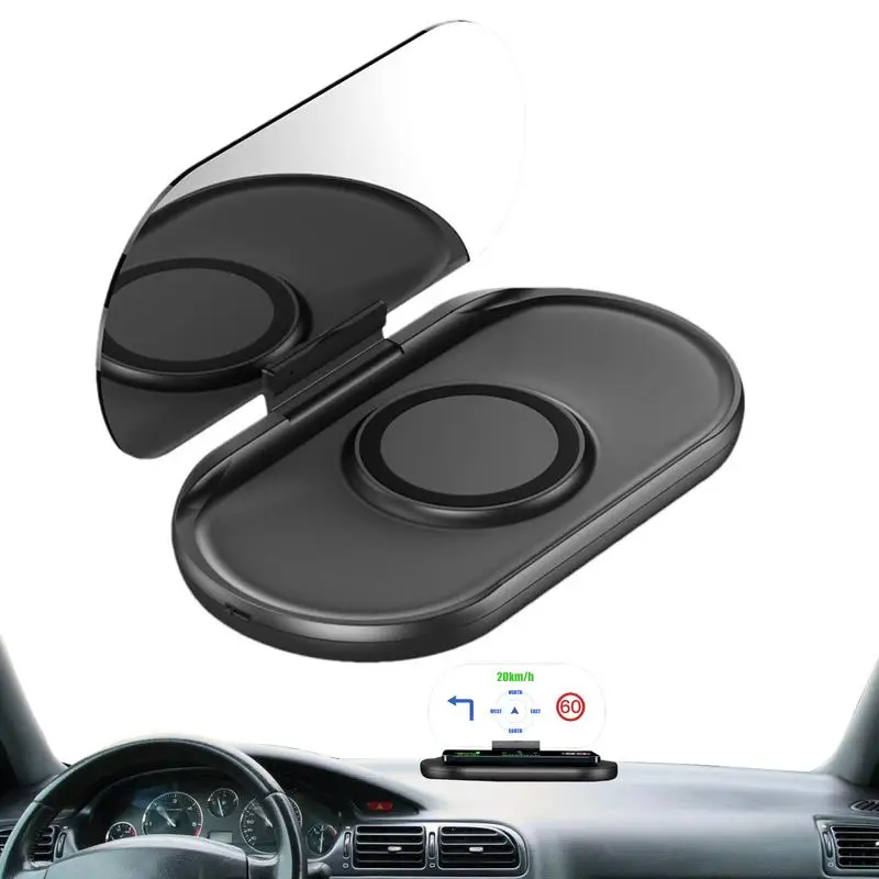 Dashboard Navigation Car Adjustable Angle HUD Navigation System Perspective Lenses Car Navigator Magnetic Wireless Fast Charge