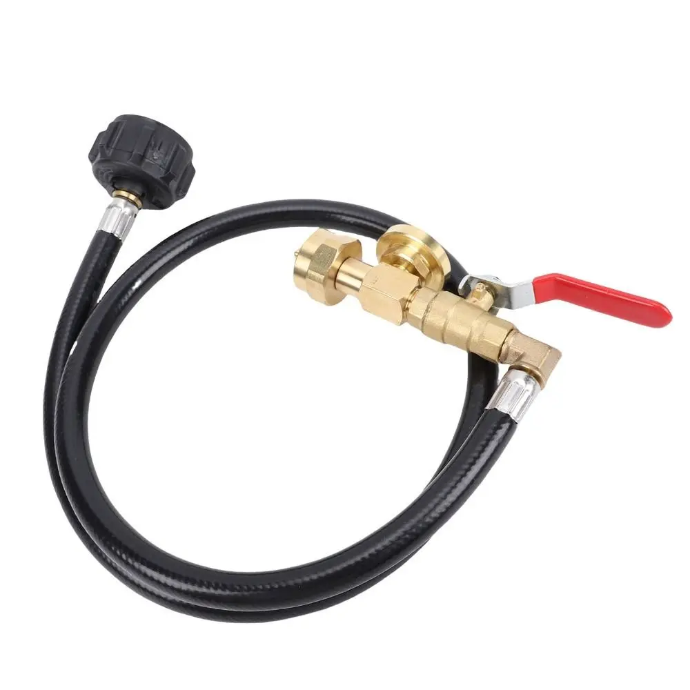 3 Feet Propane Tank Refill Connector On/Off Valve QCC1 Type Gas Bottle Adapter Hose Pressure Gauge Filler Tube Camping Use