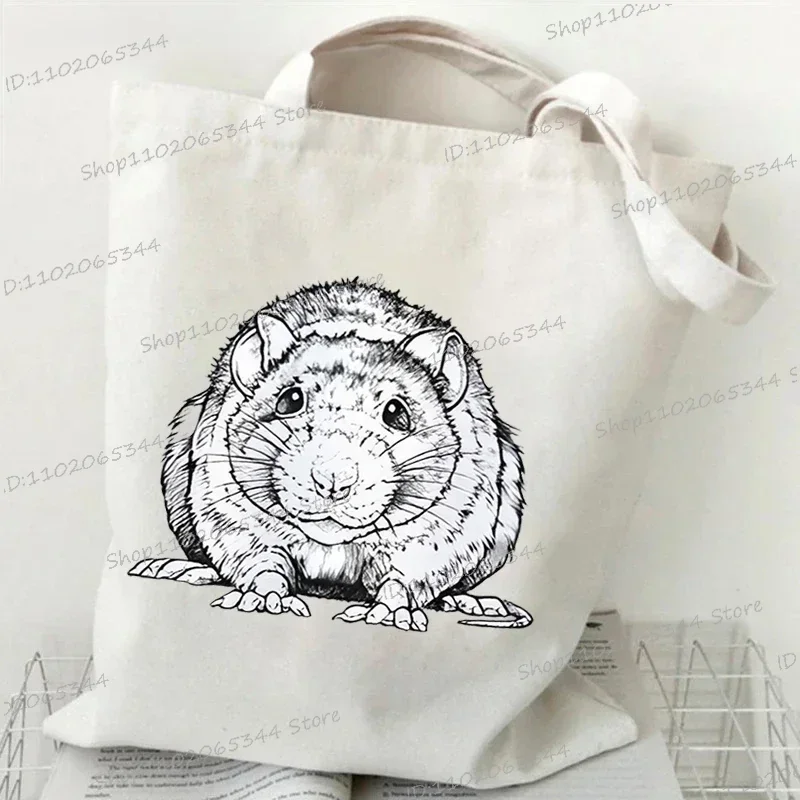 Rat Shoulder Bags Women Cartoon Animal Rat Collapsible Tote Bags Vintage Rat Fashion Shopping Bags 2023 Casual Women\'s Handbags