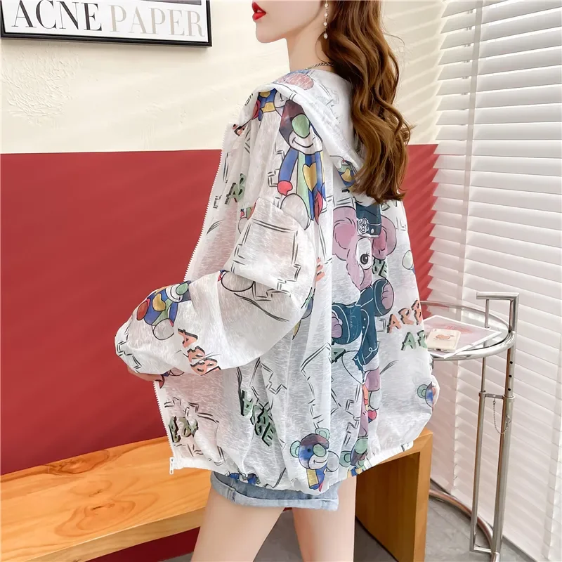 Women\'s Trench Coat Jacket Hooded Sun Protection Clothing Summer Loose Large Size Anti-UV Breathable Thin Outdoor Sportswear New
