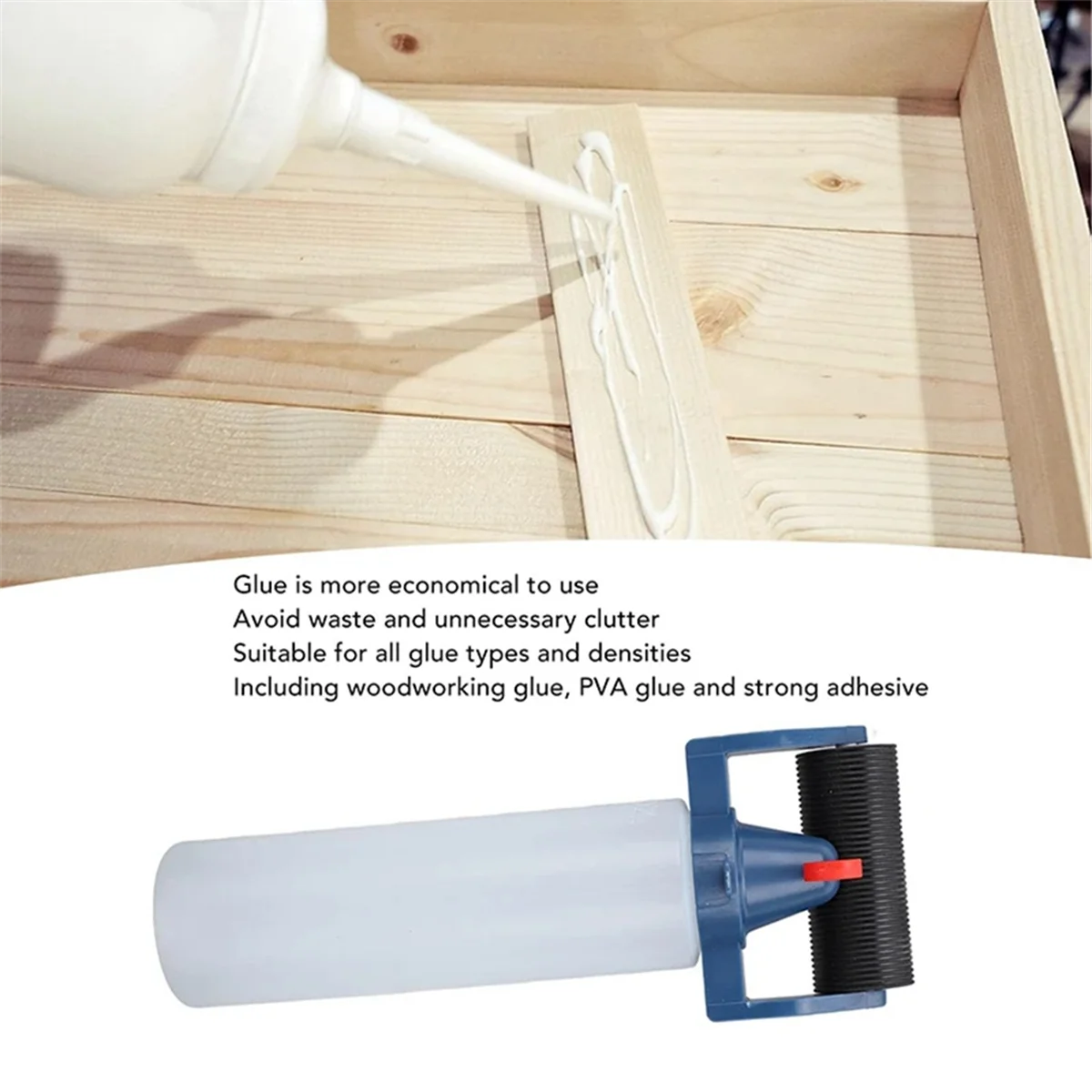 ABKO-2PCS Applicatore di colla Dispenser a rullo Bottiglia per applicatore in plastica PE Bottiglia di colla da 8 Oz per la lavorazione del legno Fornitura di vernici