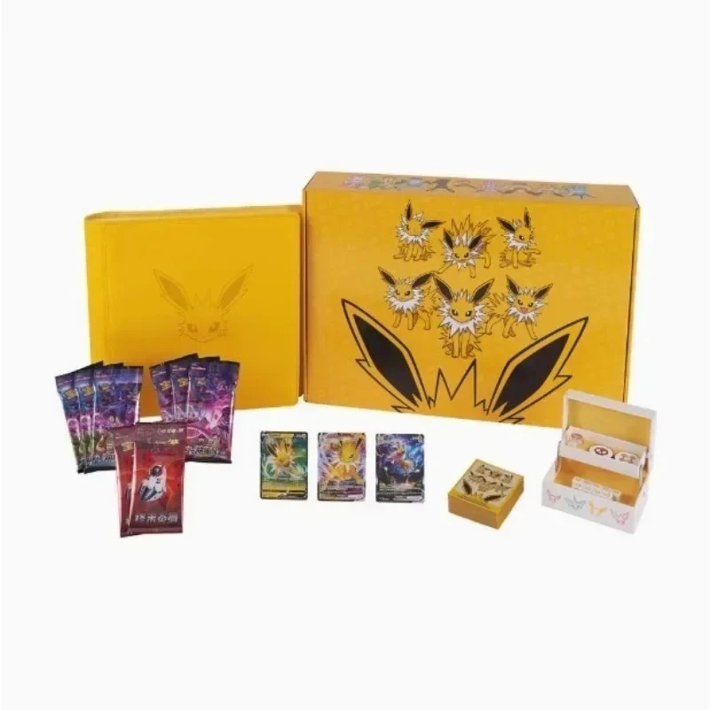 100% Originele Game PTCG Kaart Chinese Ibrahimovic Geavanceerde Geschenkdoos Reib Fire Eevee Water Eevee Aangepaste Collectible Card Geschenken