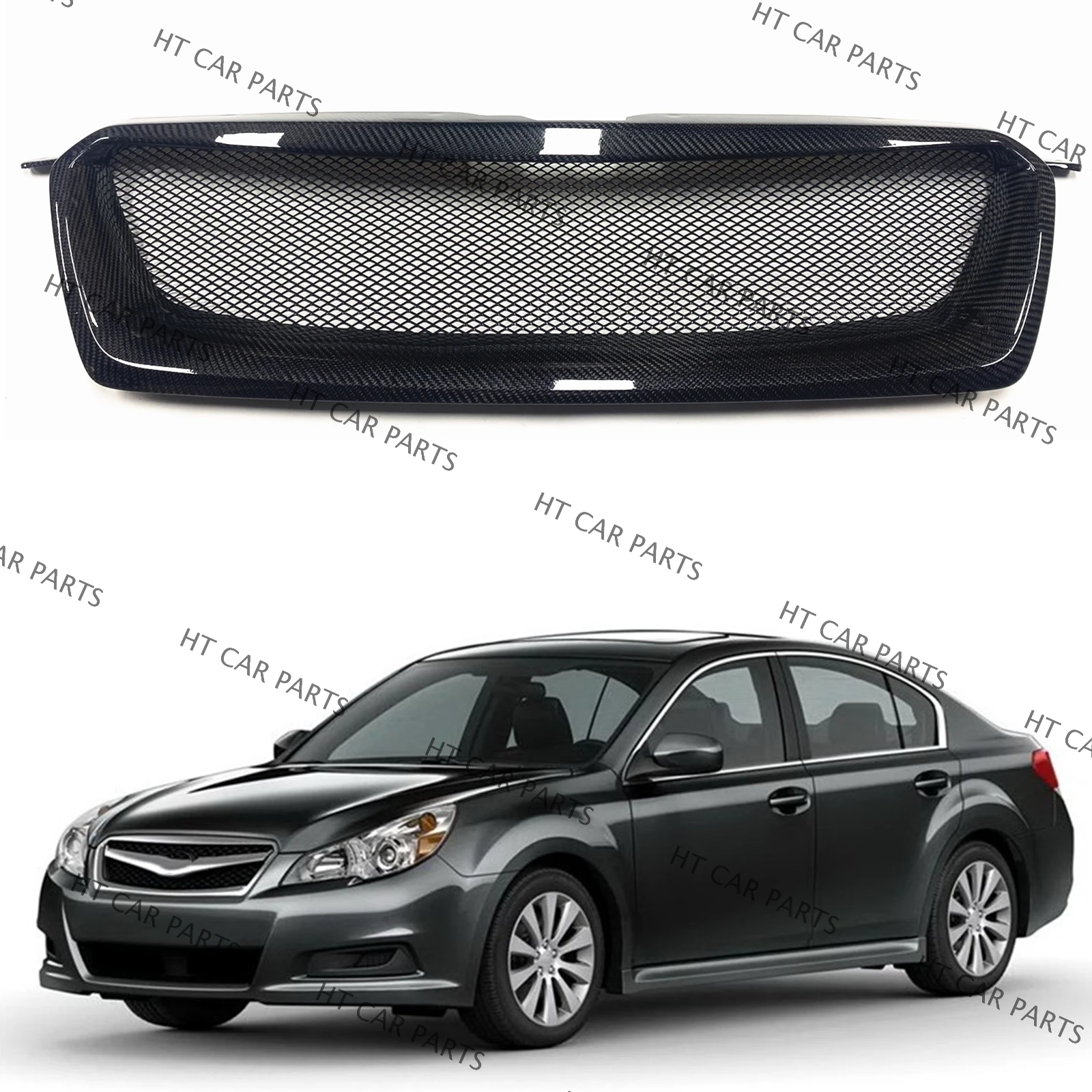 1 Piece Black Carbon Fiber Front Bumper Grille Mesh Honeycomb Style For Subaru Legacy 2010-2012 2010 2011 2012