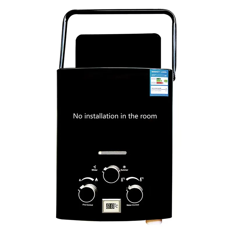 Aquecedor de água portátil para RV de 6L - Aquecedor vertical de gás natural de aço inoxidável para camping (água quente instantânea, eficiente em termos de energia)