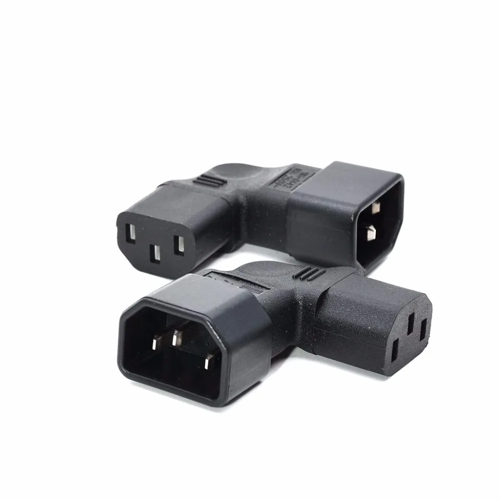 1PCS IEC Connectors IEC 320 C14 male to C13 famale Vertical right angle Power adapter Conversion plug