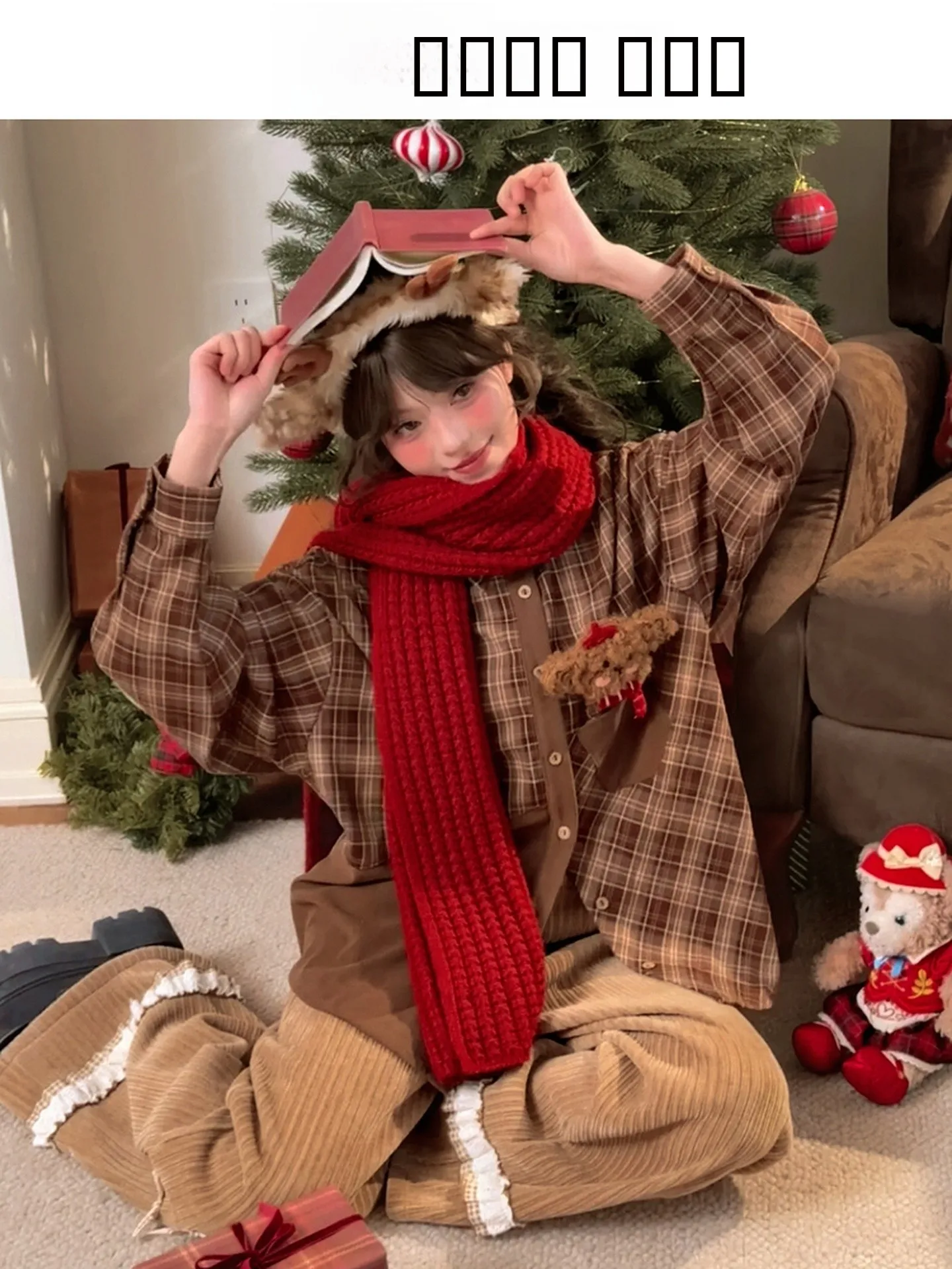 

Trendy Plaid Loose Women's irt Dog Toy Color Blo Design Winter Casual Breathable Polyester Fiber Long Sve Button up