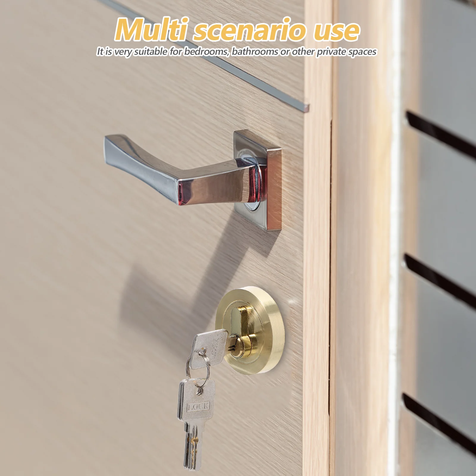 قفل ديدبولت متين بأسطوانة واحدة للباب الرئيسي ومقبض من سبائك الزنك مع مفتاح أمان من الفولاذ المقاوم للصدأ باللون الأسود #6