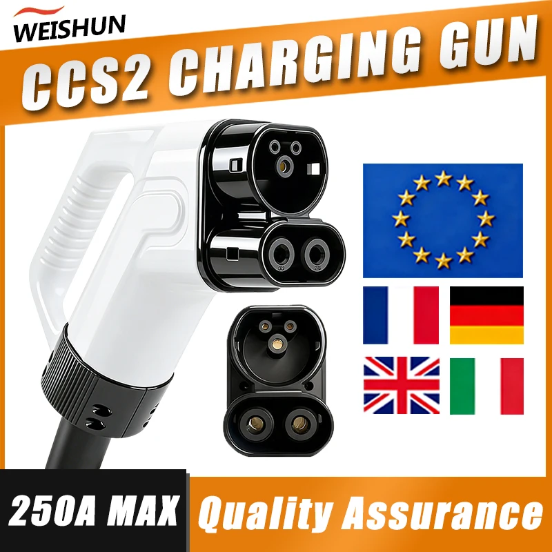

WEISHUN 250A 250KW CCS2 EV Charging Socket Silver-Plated Copper Alloy IP54 Protected Electric Car Charger Head