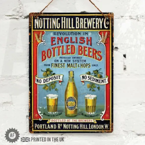 Notting Hill Brewery Co Metal Wall Sign Pub Bar Kitchen Mancave Retro London UK