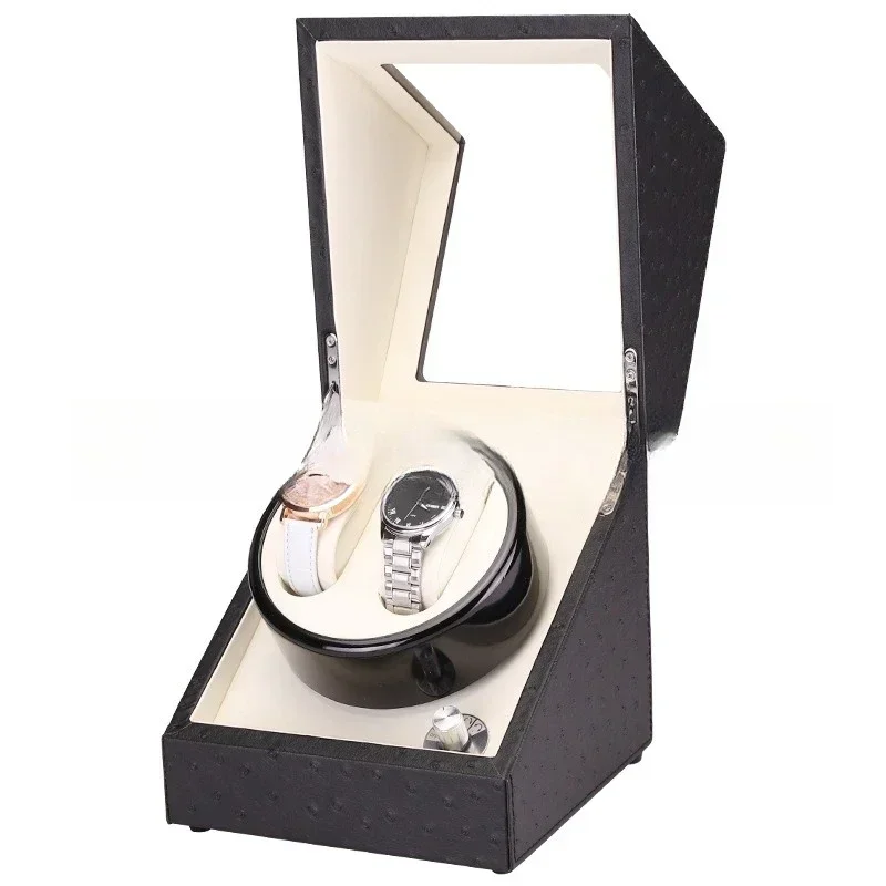Leather automatic watch shaker, mechanical watch rotating watch winding device 5 gears adjustable + stop immediately after
